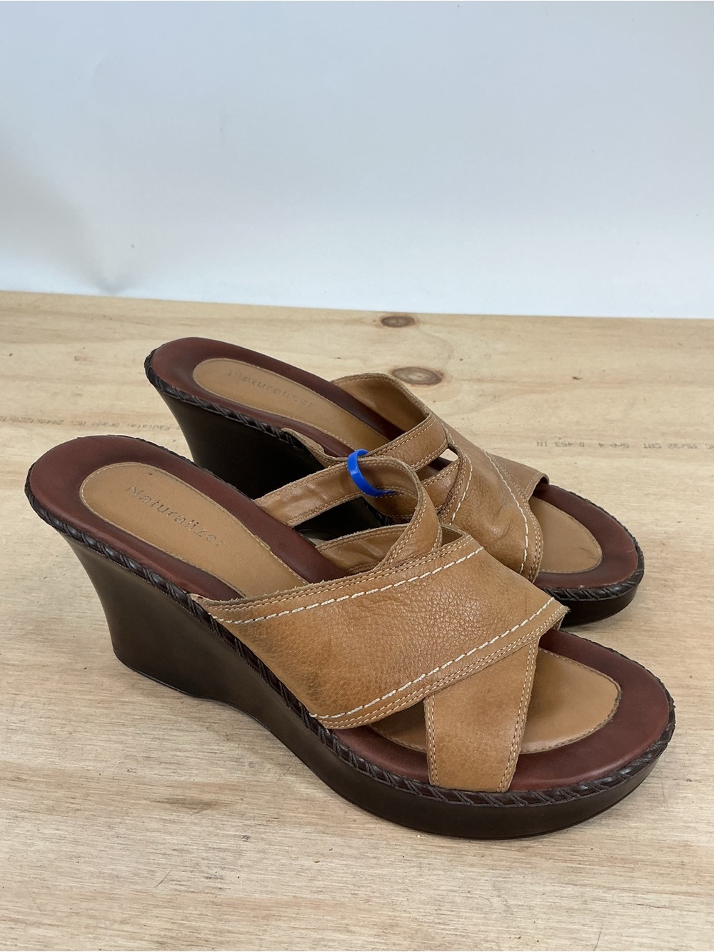 Naturalizer Tan Wedge Slide Sandals Size 9